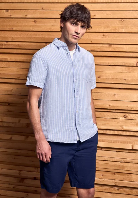 Gestreiftes Leinenhemd summer blue