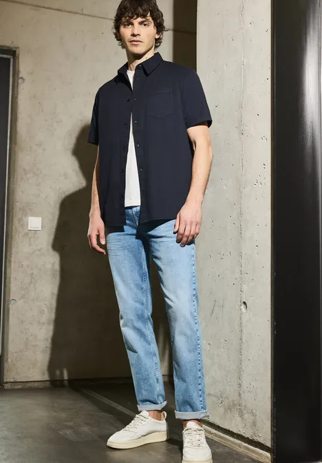 Hemd mit Struktur dark ink blue