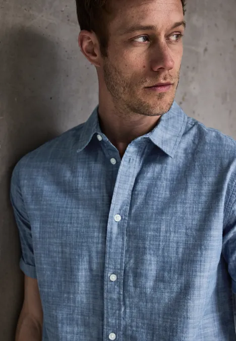 Chambray Baumwoll-Hemd nautic chambray