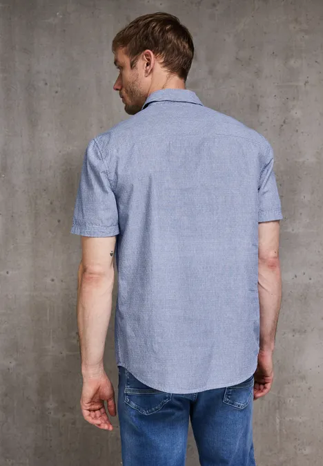 Baumwoll-Hemd mit Struktur dark ink blue