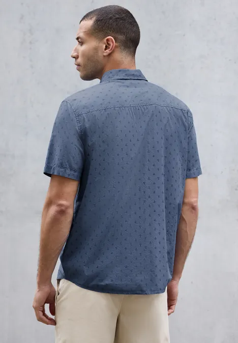 Bedrucktes Popeline Hemd ocean blue