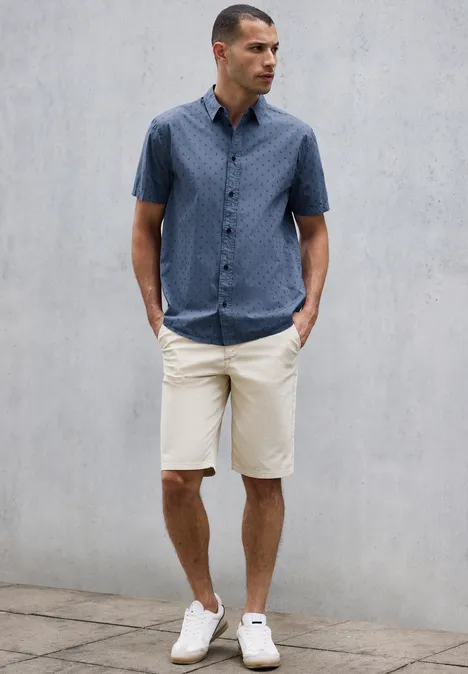 Bedrucktes Popeline Hemd ocean blue