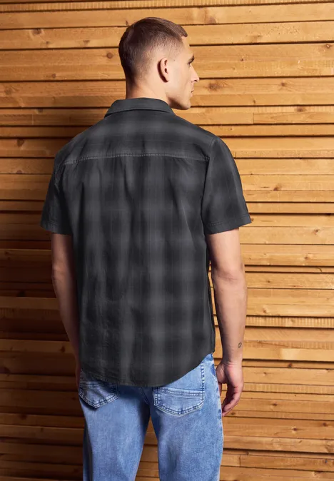 Kariertes Baumwoll-Hemd heavy grey