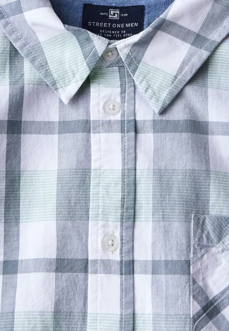 Kariertes Kurzarmhemd teal green