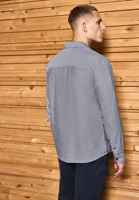Two Tone Strukturhemd bright white