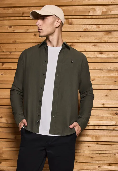 Two Tone Strukturhemd vintage green