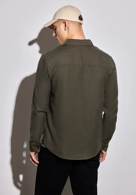 Two Tone Strukturhemd vintage green