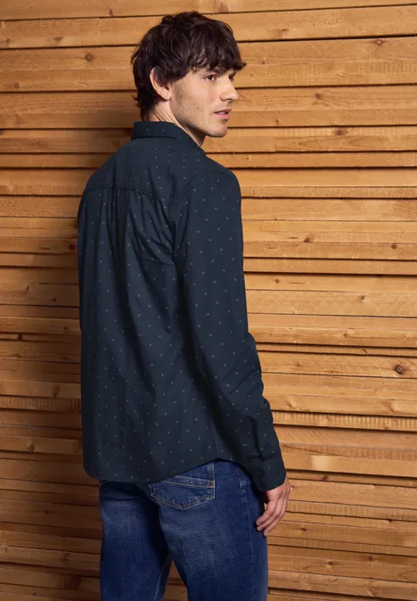 Hemd mit Minimal Print night blue