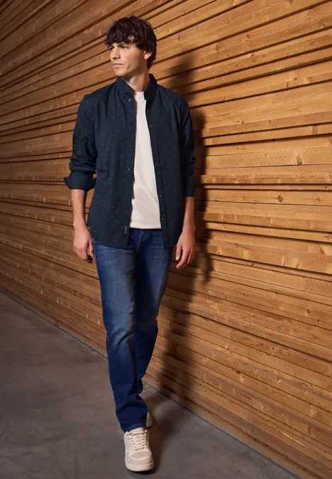 Hemd mit Minimal Print night blue