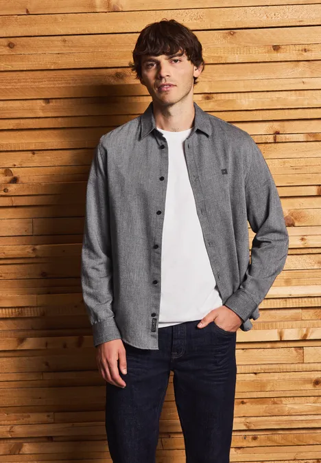 Hemd mit Two-Tone Struktur basic black