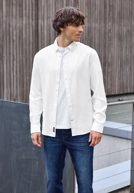Shirt met piquéstructuur bright white