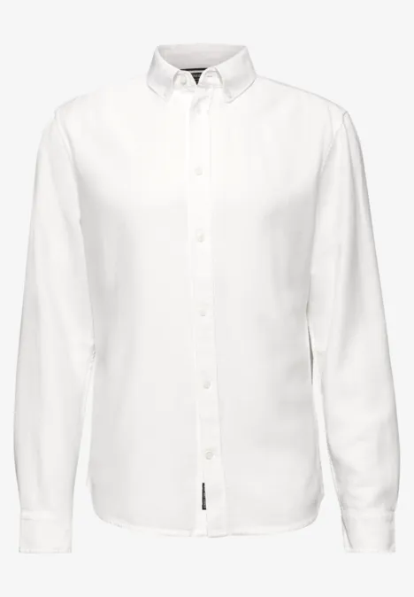 Hemd mit Piqué Struktur bright white