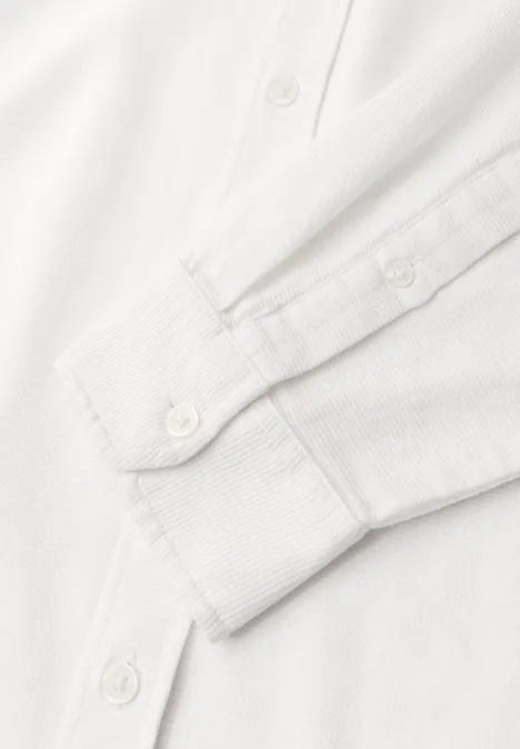 Hemd mit Piqué Struktur bright white