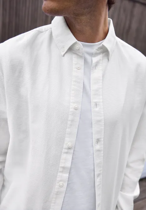 Hemd mit Piqué Struktur bright white