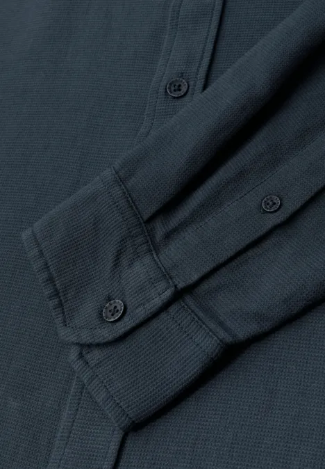 Hemd mit Piqué Struktur nocturnal blue
