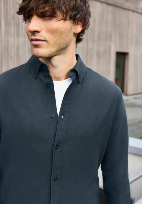 Hemd mit Piqué Struktur nocturnal blue