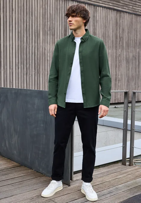 Hemd mit Piqué Struktur soft olive green