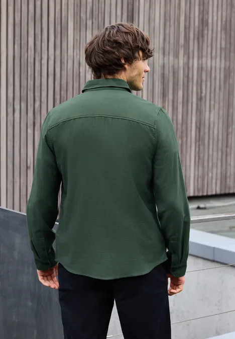 Hemd mit Piqué Struktur soft olive green