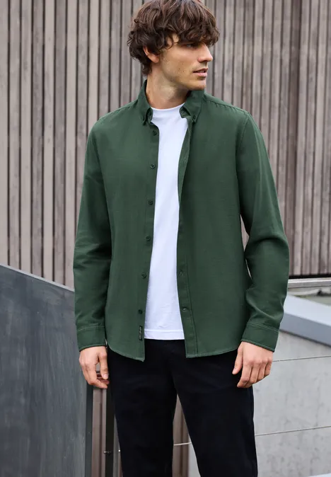 Hemd mit Piqué Struktur soft olive green