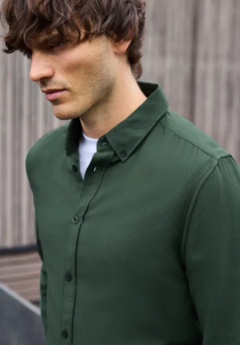 Hemd mit Piqué Struktur soft olive green