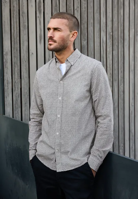 Chemise en popeline à motifs bright white