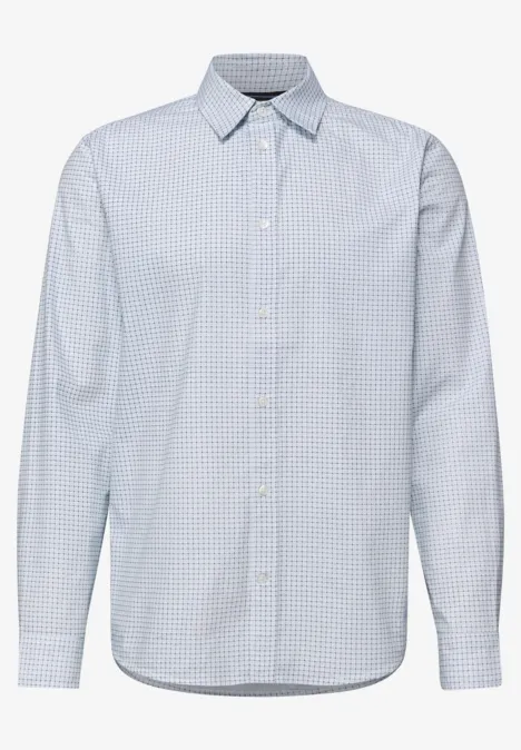 Popeline overhemd met minimale print bright white