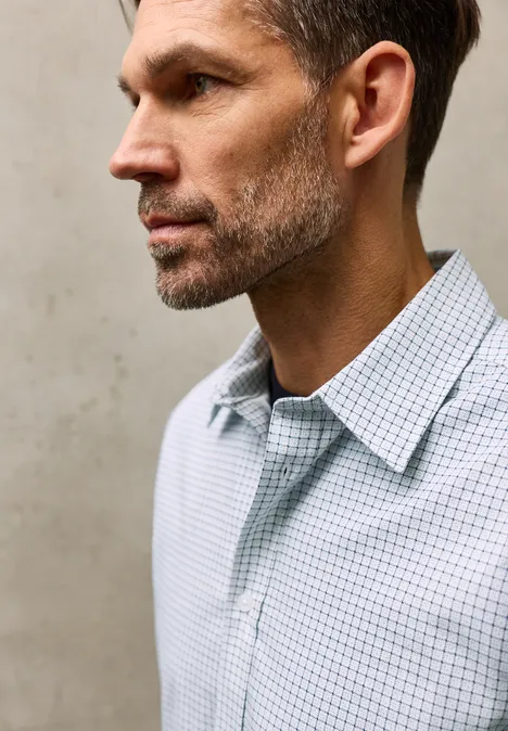 Popeline overhemd met minimale print bright white