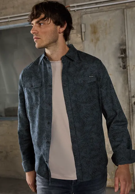 Gedessineerd overhemd nocturnal blue