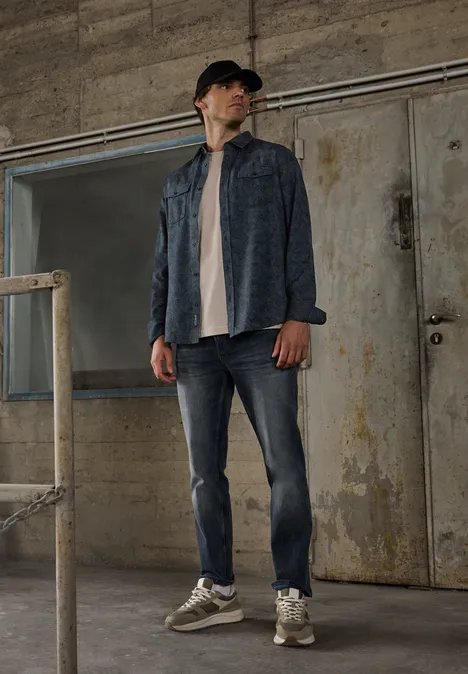 Gedessineerd overhemd nocturnal blue