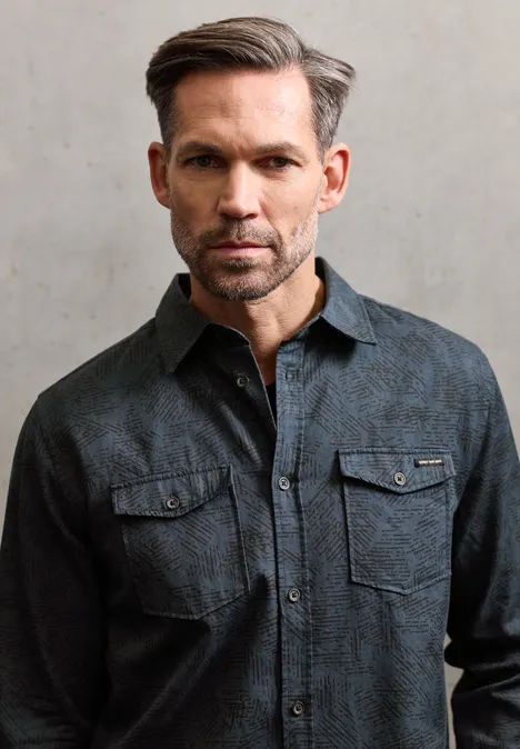 Gedessineerd overhemd nocturnal blue