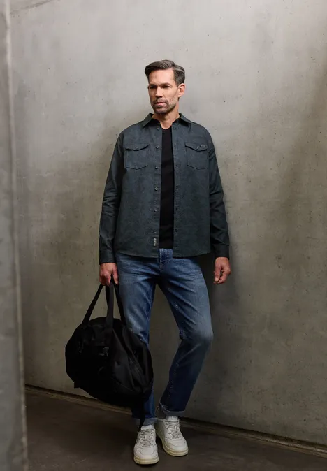 Gedessineerd overhemd nocturnal blue