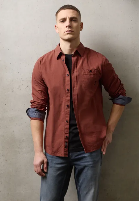 Tweekleurig overhemd dull coral