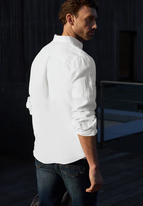 Chemise à manches longues en lin White