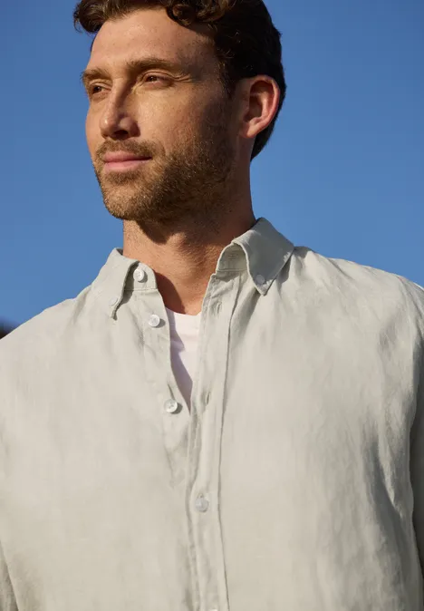 Chemise à manches longues en lin bohemian beige