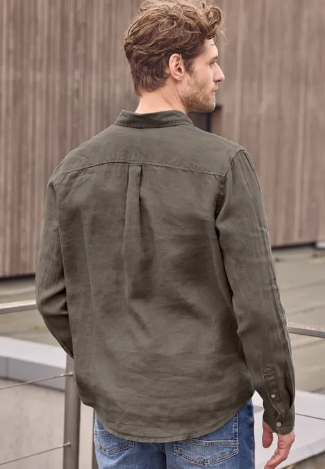 Langarm Hemd aus Leinen oak brown
