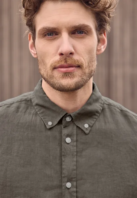 Langarm Hemd aus Leinen oak brown