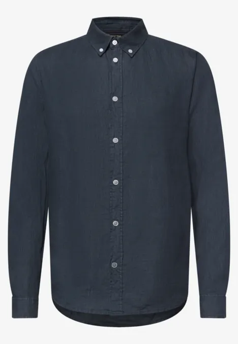 Langarm Hemd aus Leinen river blue