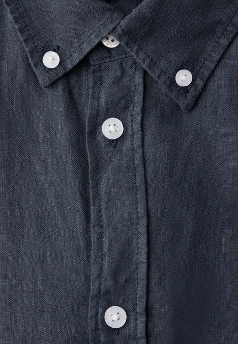 Langarm Hemd aus Leinen river blue