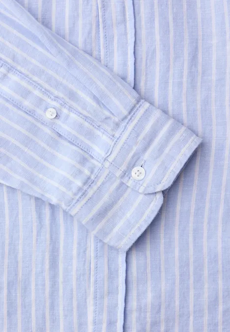 Langarm Hemd aus Leinen mit Streifen summer blue