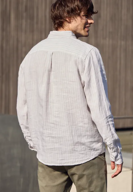 Langarm Hemd aus Leinen mit Streifen bohemian beige