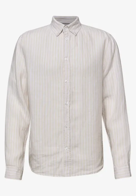 Langarm Hemd aus Leinen mit Streifen bohemian beige