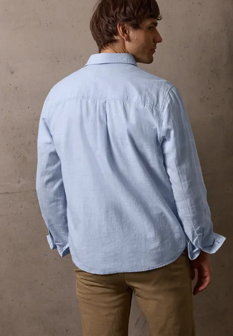 Langarm Hemd aus Leinenmix spring blue