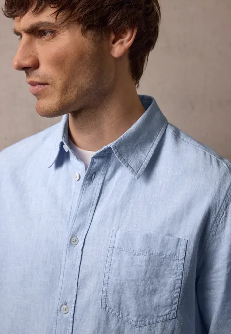 Langarm Hemd aus Leinenmix spring blue