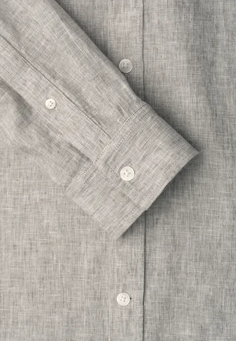 Koszula z długim rękawem z mieszanki lnu oak brown