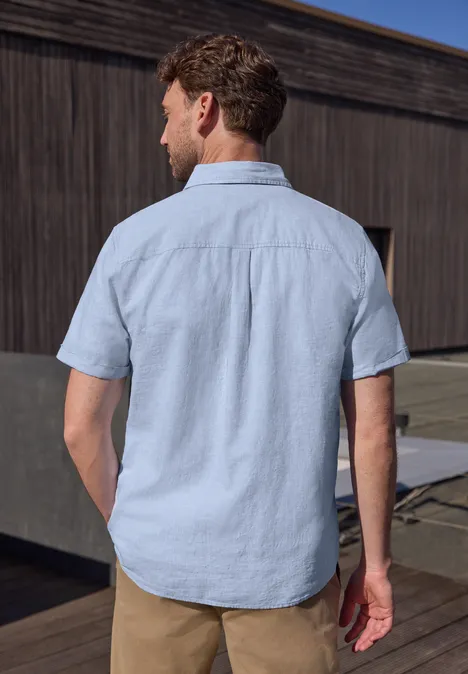 Koszula z krótkim rękawem z mieszanki lnu spring blue