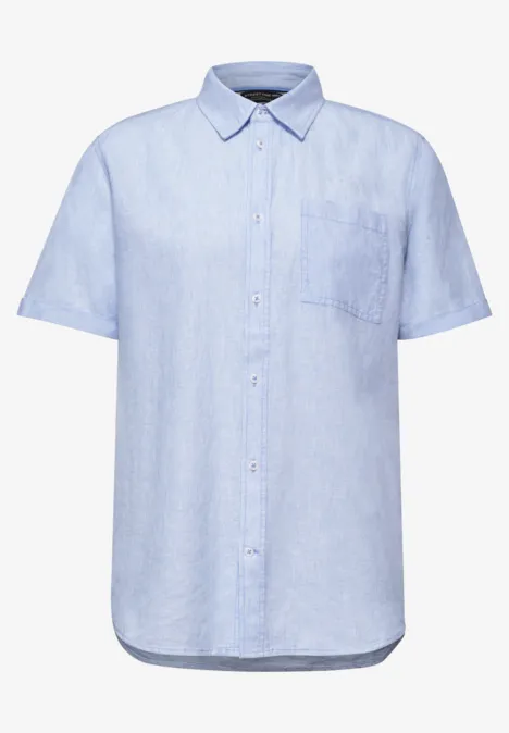 Koszula z krótkim rękawem z mieszanki lnu spring blue