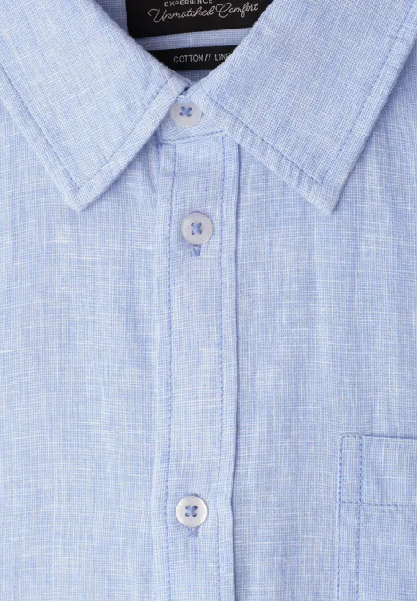 Koszula z krótkim rękawem z mieszanki lnu spring blue