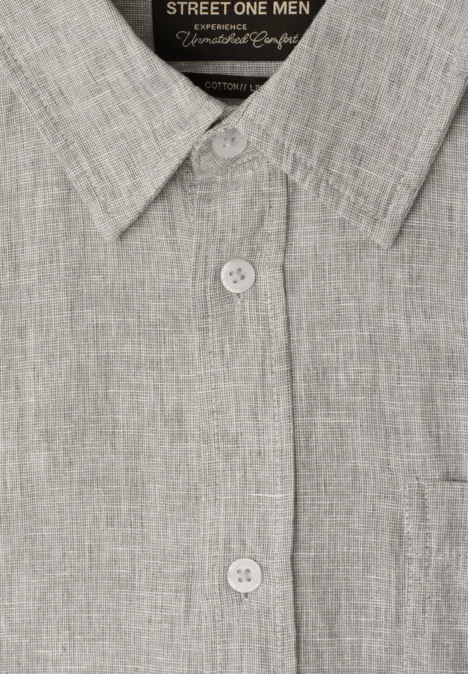 Kurzarm Hemd aus Leinenmix oak brown