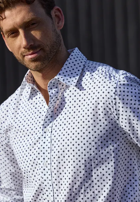 Chemise à manches longues en popeline bright white