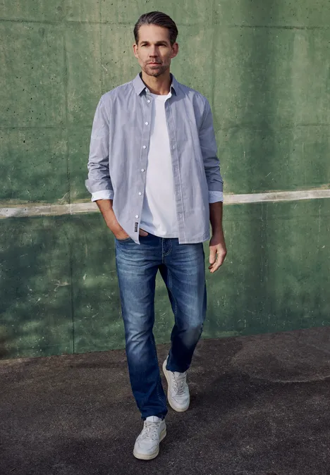 Chemise à manches longues en popeline bright white